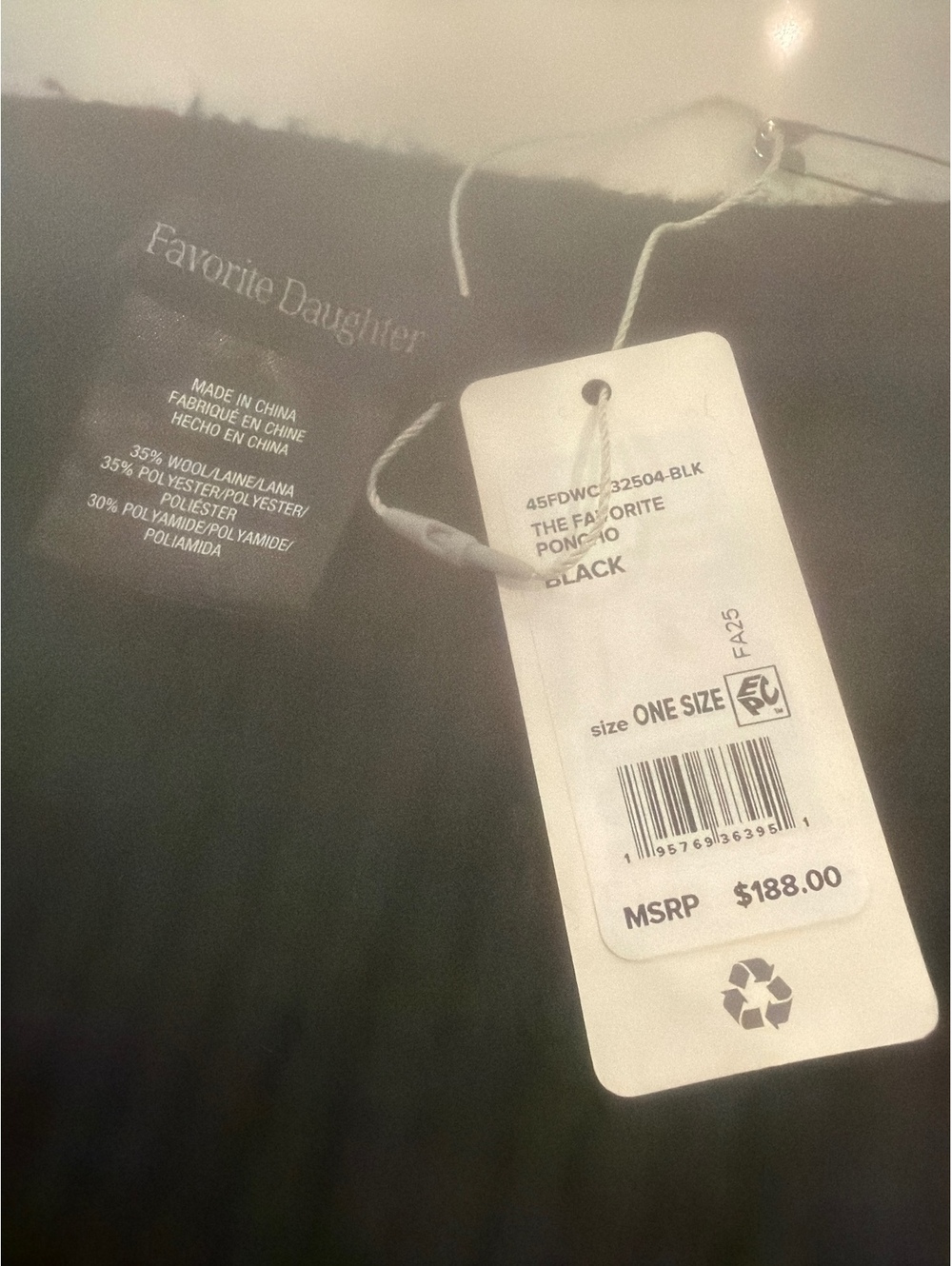 The favorite poncho in black by favorite daughter $188 from revolve tags on - Picture 5 of 5